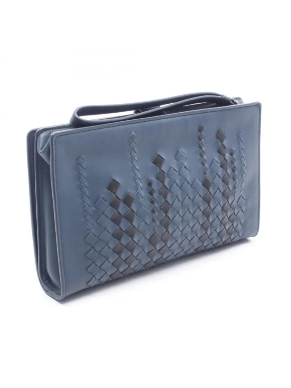 Bottega Veneta Clutch Micro Macro Blue Black Lambskin